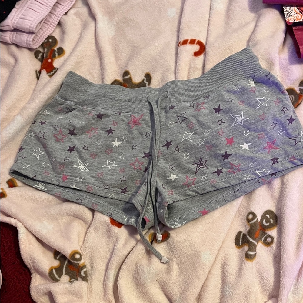 Gray Star-Patterned Y2K Women's Sleep Shorts